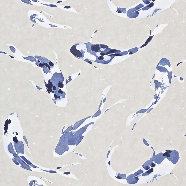 Harlequin Koi Wallpaper in Indigo For Sale