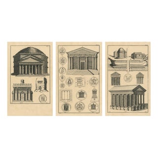 After Montfaucon, Roman Temple Architecture, 1721, Engravings, Set of 3 For Sale