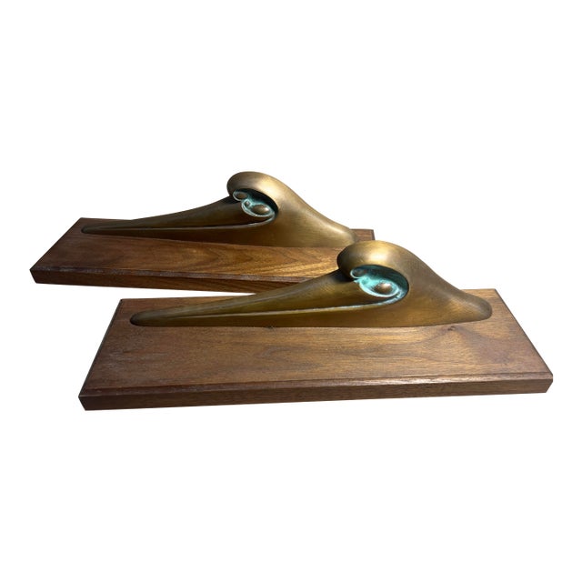 Pair of Open Edition Mantle Bronzes by Igor Medvedev-Mead Titled “Wave” 1982 For Sale