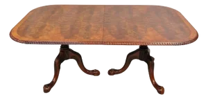Chippendale Style Flame Mahogany Ball and Claw Dining Room Table W/ 2 Leaves
