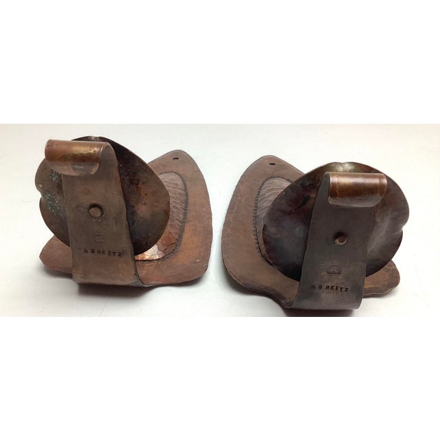 Arts & Crafts Arts & Crafts R B Reitz Hand Wrought Copper Single Light Candle Wall Sconces Pair For Sale - Image 3 of 7