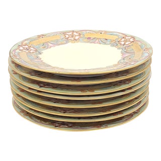 Early 20th Century Set of 8 Limoges Plates Hand-Painted With Quotations From Shakespeare For Sale