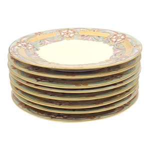 Early 20th Century Set of 8 Limoges Plates Hand-Painted With Quotations From Shakespeare