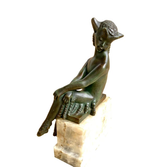 1920s Circa 1920 French Art Deco Seated Bronze Satyr Attributed to Charlotte Monginot For Sale - Image 5 of 6