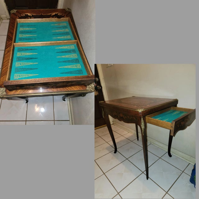 Late 19th Century Antique French Louis XV Style Inlaid Flip Top