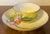 19th Century Antique 19th Century Meissen Porcelain Tea Cup and Saucer With Tropical Floral Decoration on a Bright Yellow Ground For Sale - Image 5 of 11