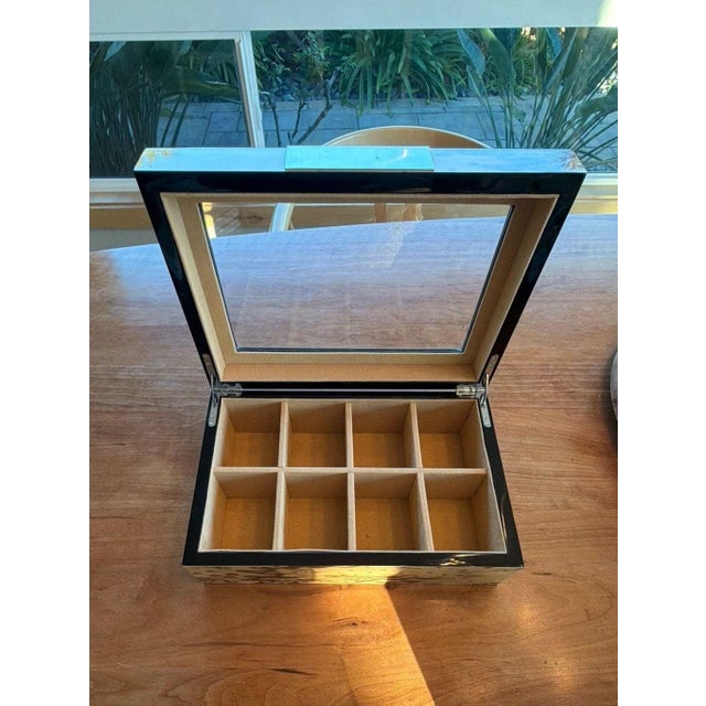 Wood Burl Wood Watch Display Case Box- 8 slots For Sale - Image 7 of 14