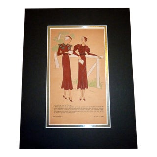 Original 1932 Lucile Paray Art Deco Fashion Pochoir "Très Parisien" No. 10 Matted 11" X 14" For Sale