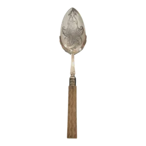 19th Century French Silver Flat Jam Spoon and Jam Spreader With Bone Handle