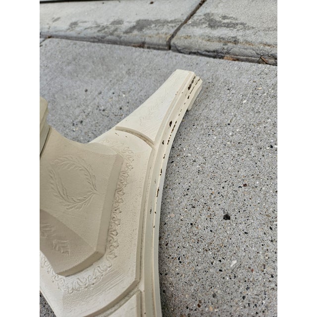 Round Faux Marble Top Side Table Plant Stand -Off White and Cream For Sale - Image 10 of 11