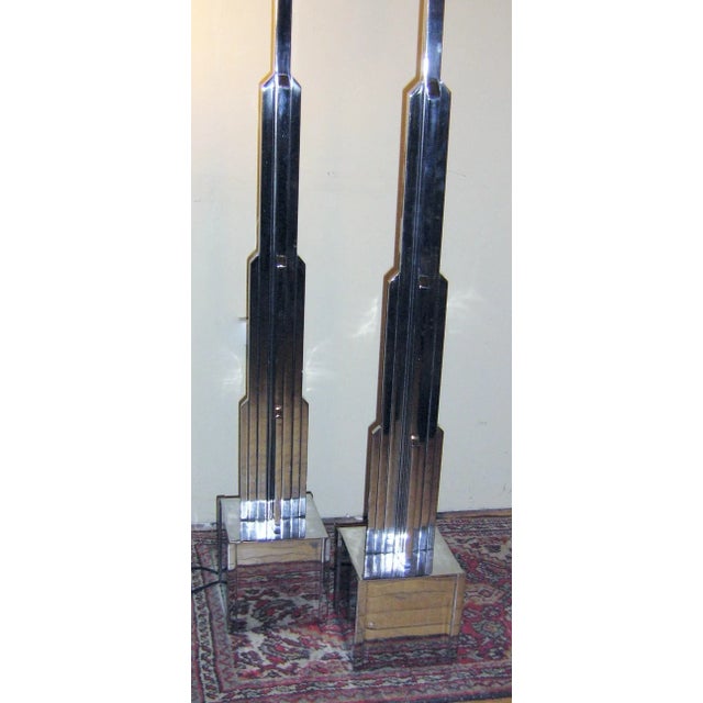 Pair of 1920s 7 Feet Tall! Jules Bouy Art Deco Skyscraper Floor Lamps For Sale - Image 11 of 12