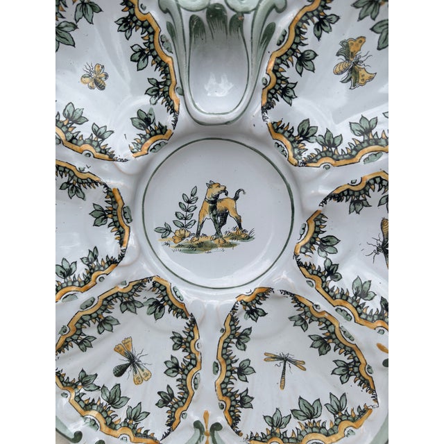 Nautical French Faience Oyster Dog Plate Saint Clement, Circa 1890 For Sale - Image 3 of 5