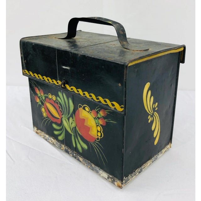 Antique Painted Tole Box For Sale - Image 4 of 9