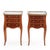 Of elegant bombe form, these tables feature shaped, galleried marble tops above a finely crafted burlwood cases with...
