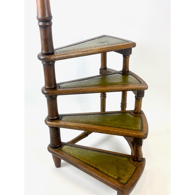 Victorian Mahogany and Leather Library Staircase, 19th Century For Sale - Image 3 of 18