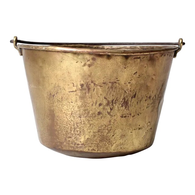 Antique E. Miller Brass Hearth Pot For Sale