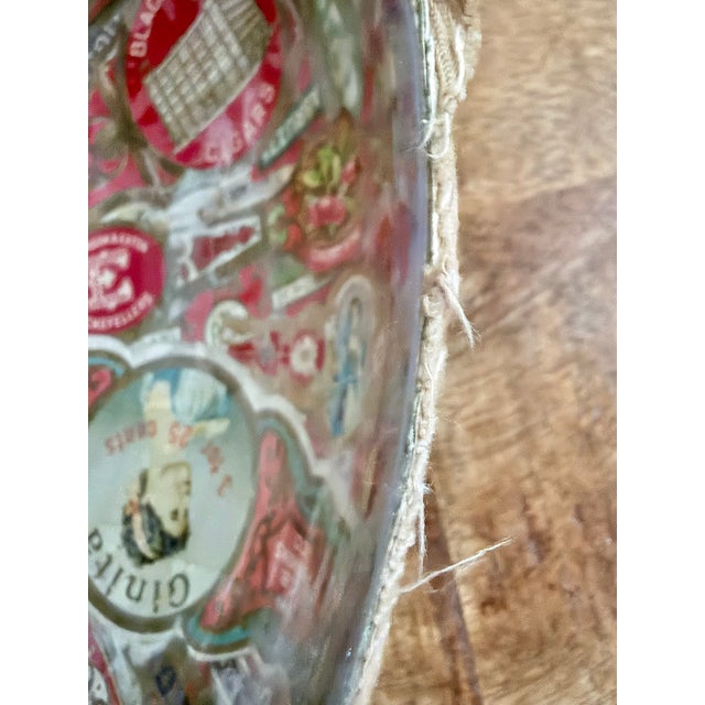 Antique Folk Art Cigar Band Découpage Bowl With Central Portrait For Sale - Image 10 of 11