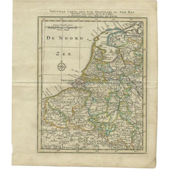 Antique Map of the Netherlands and Belgium by Keizer & De Lat, 1788 For Sale
