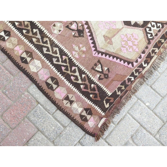 Oversized Vintage Turkish Kilim Rug - 57" X 146" For Sale - Image 10 of 11