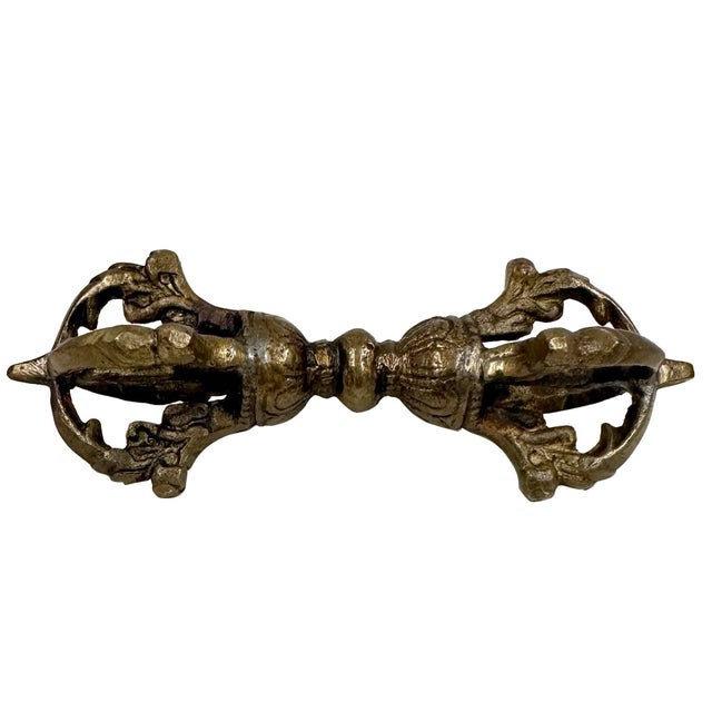 Asian Vintage Tibetan Brass Dharma Instrument For Sale - Image 3 of 9