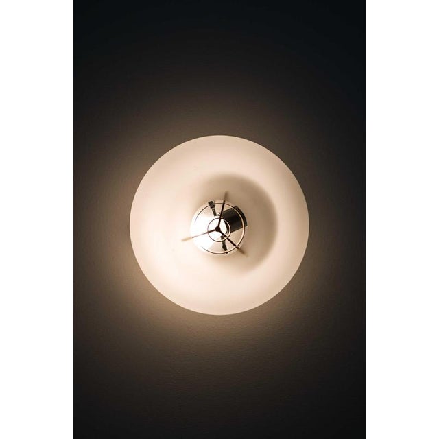 Mid-Century Flush Mounts in Brass and Opaline Glass by Lisa Johansson-Pape, 1950s For Sale - Image 4 of 7