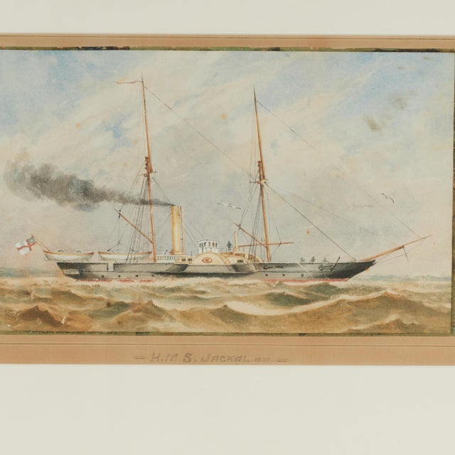 Late 18th Century Antique Watercolor of the English Steamship H. M. S. Jackal For Sale - Image 5 of 13