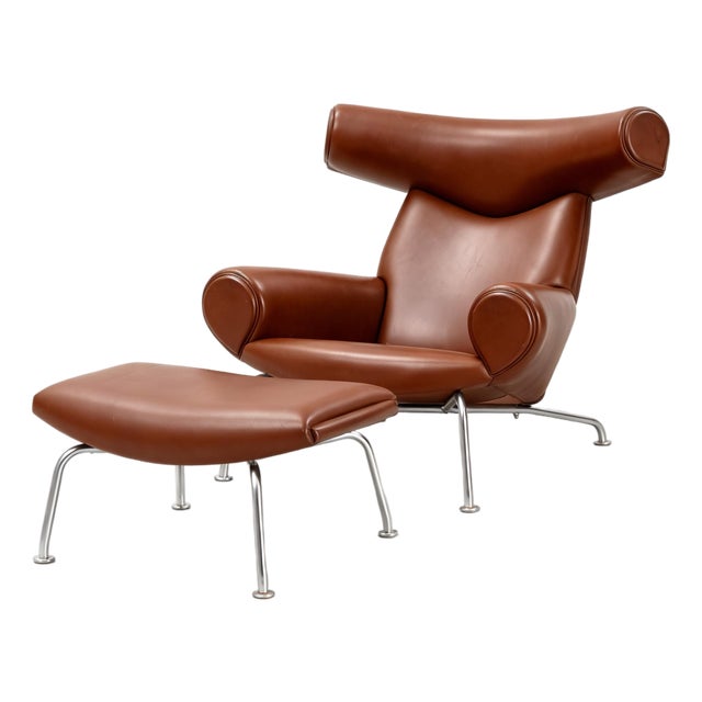 Hans J Wegner Ox Chair and an Ottoman for Erik Jørgensen Denmark For Sale