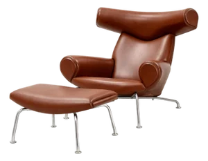 Hans J Wegner Ox Chair and an Ottoman for Erik Jørgensen Denmark