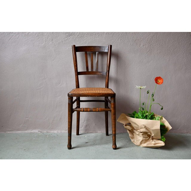 Antique Bistro Turned Wood Chair with Rattan Caning, 1900 For Sale - Image 12 of 12
