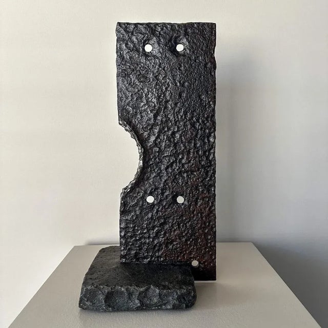 Brutalist Brutalist Iron & Stone Sculpture For Sale - Image 3 of 6