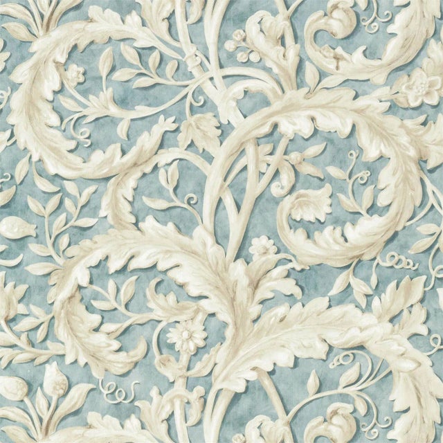 Sanderson Tilia Lime Fabric in Soft Teal - a Sample For Sale