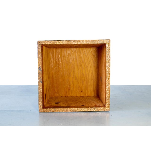 Wood Late 20th Century Paul Evans Style Patchwork Brutalist Metal Cube End Table For Sale - Image 7 of 8