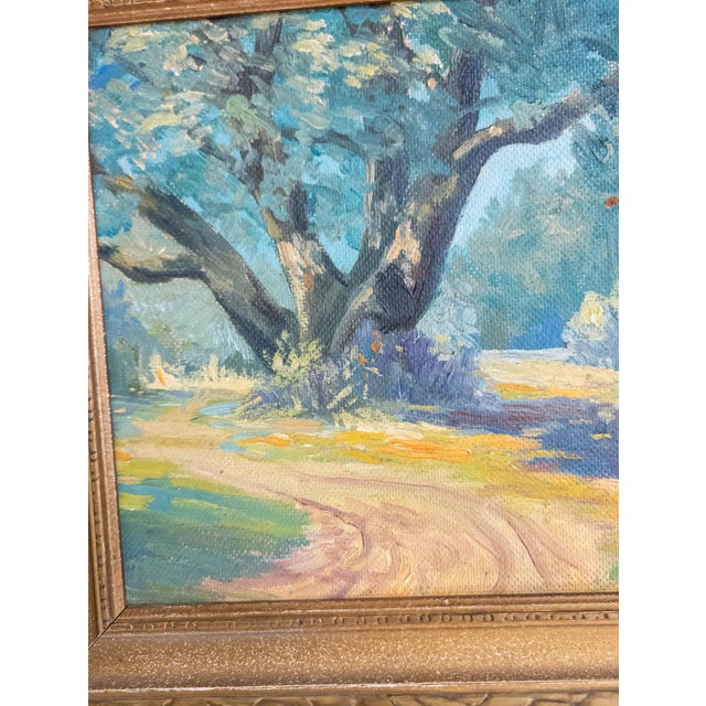 Green Mid-Century American Impressionist Plein Air Landscape Painting, Signed For Sale - Image 8 of 9