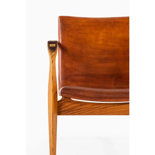 Very rare easy chair designed by Karen & Ebbe Clemmensen. Produced by Fritz Hansen in Denmark. This piece is attributed to...