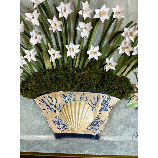 Sky Blue Floral Relief Conservatory Collection, Four Seasons - “Winter Whites” - Designed by Cheryl P. Kohloff For Sale - Image 8 of 9