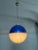 Two-tone blue and white acrylic glass and nickel-plated brass chandelier. Fits a large-base lamp. dimensions: h 60 cm w 35...