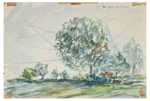 Paulette Humbert, Landscape, Original Drawing, Mid-20th-Century