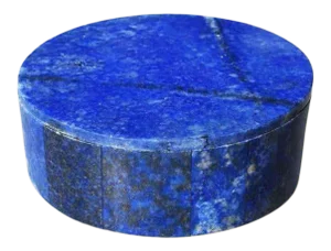 Round Blue Lapis Lazuli and Marble Stone Jewelry or Trinket Box With Lid