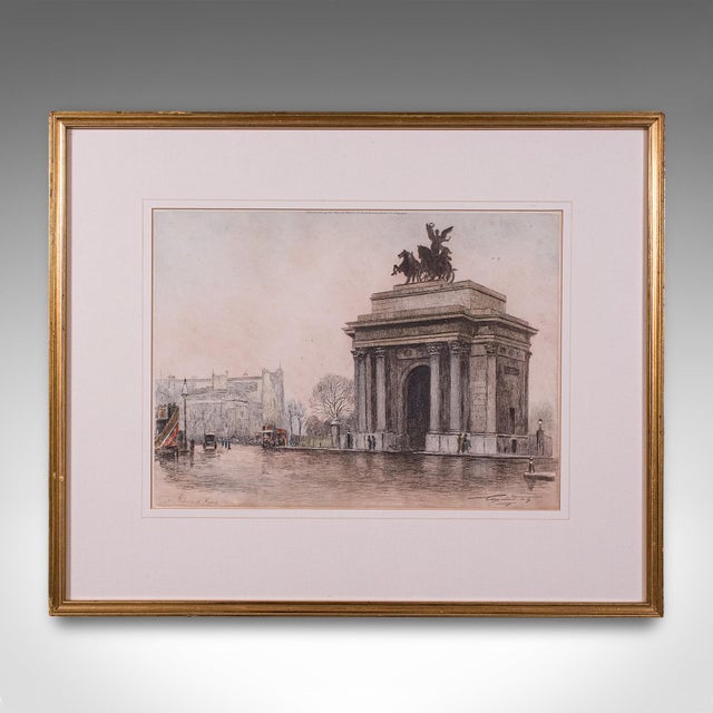 This is an antique London etching of Constitution Hill. An English, framed print by Eugene Tily (1870 - 1937) after the...