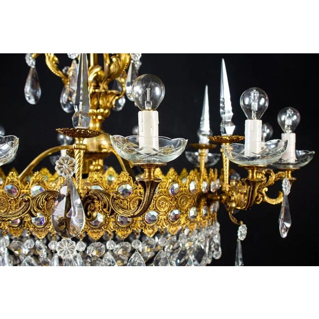 Crystal and Brass Chandelier, Italy, 1930s For Sale - Image 6 of 18