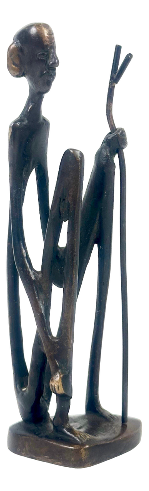 African Tribesman Bronze Statue