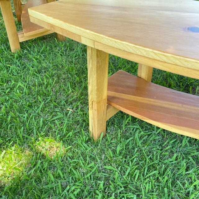 Curved Hand Crafted Wood Bench For Sale In Sacramento - Image 6 of 7