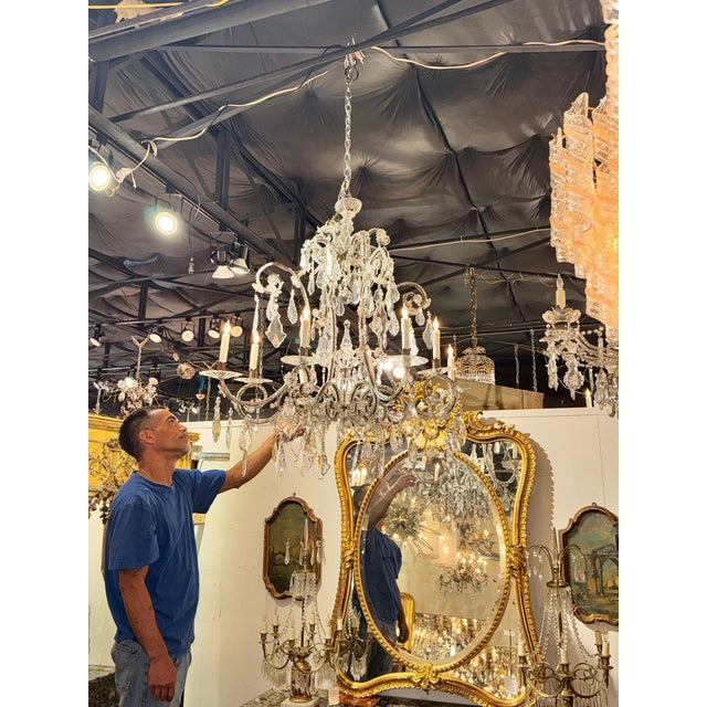 Early 20th Century Large Italian Beaded Crystal Chandelier For Sale - Image 5 of 10