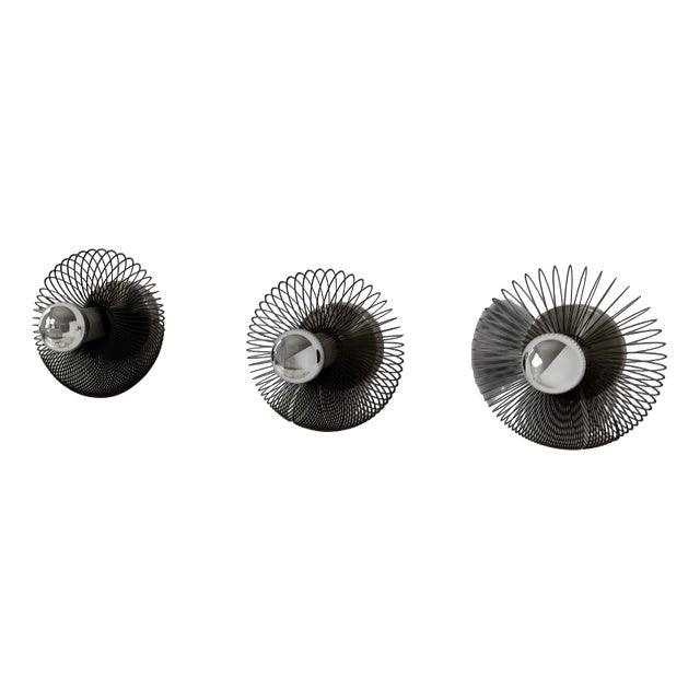 Vintage Wall Lights in Metal, France, 1970, Set of 3 For Sale