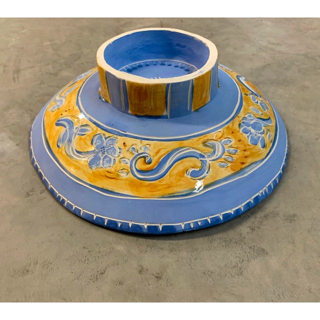 Contemporary Yellow Blue Bird Ceramic Pottery Bowl For Sale - Image 3 of 4