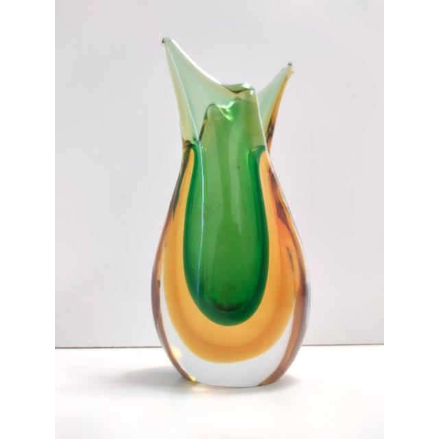 Vintage Green and Orange Sommerso Murano Glass Vase from Flavio Poli, Italy, 1950s For Sale - Image 10 of 10