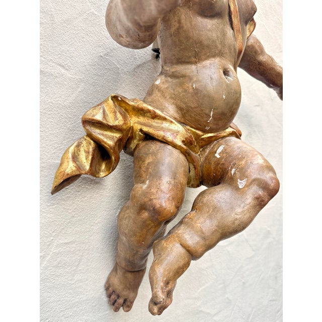 Large Putto, Southern Germany, Tyrol, 1750, Carved Wood, Painted For Sale - Image 11 of 14