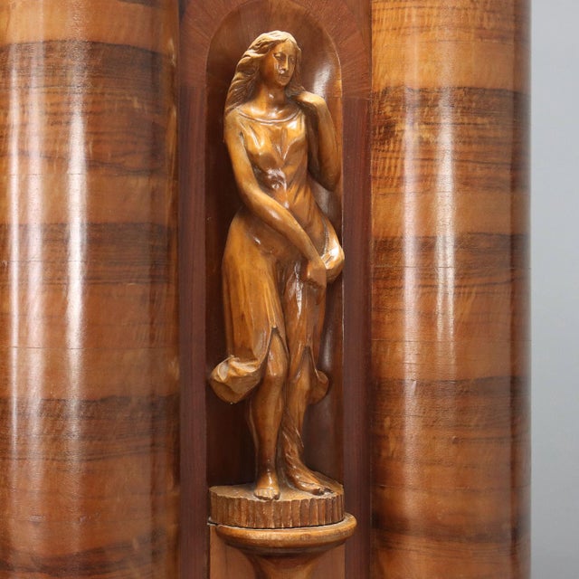 Wood Art Deco Wardrobe with Mirrors For Sale - Image 7 of 12