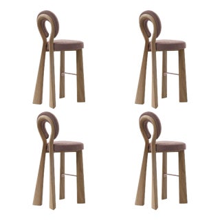 Mary Bar Chairs with Wood or Lacquered Legs by Ottiu, Set of 4 For Sale