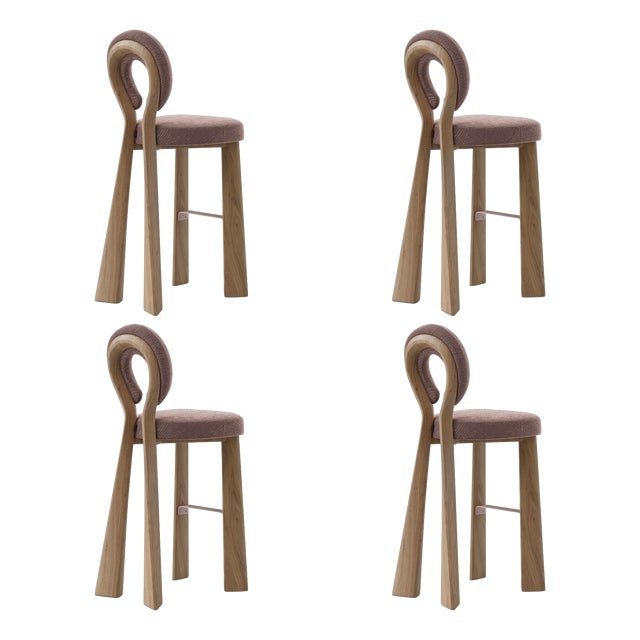 Mary Bar Chairs with Wood or Lacquered Legs by Ottiu, Set of 4 For Sale